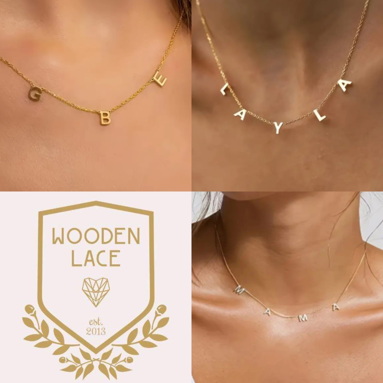 Alphabetical letters necklace in gold R650 - R850 depending on letters. Gold 4