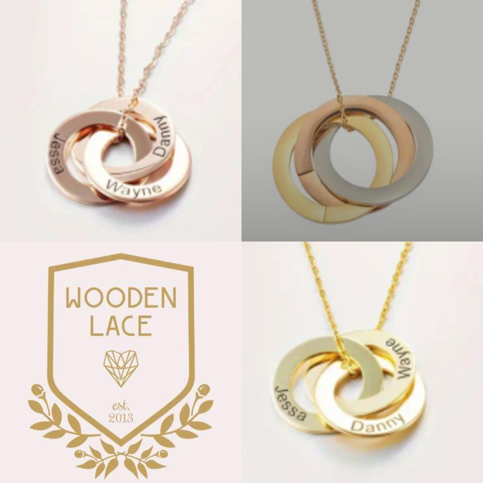 Intertwined rings with engraving (3) in gold silver rosegold or a mix of metals R850