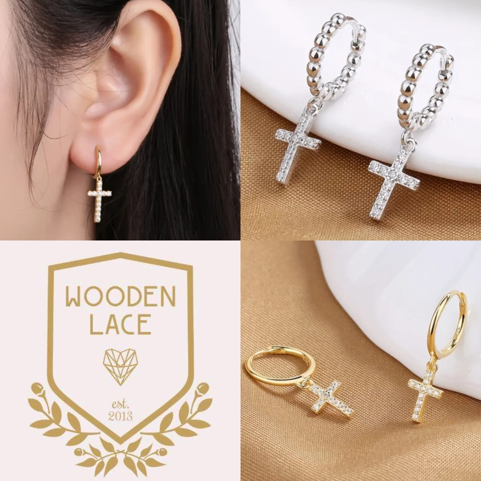 Sterling silver 925 or 14k gold coated cross earrings. R750 a set. Waterproof and tarnish-proof. Sterling silver 925 or 14k gold coated cross earrings. R750 a set. Waterproof and tarnish-proof.