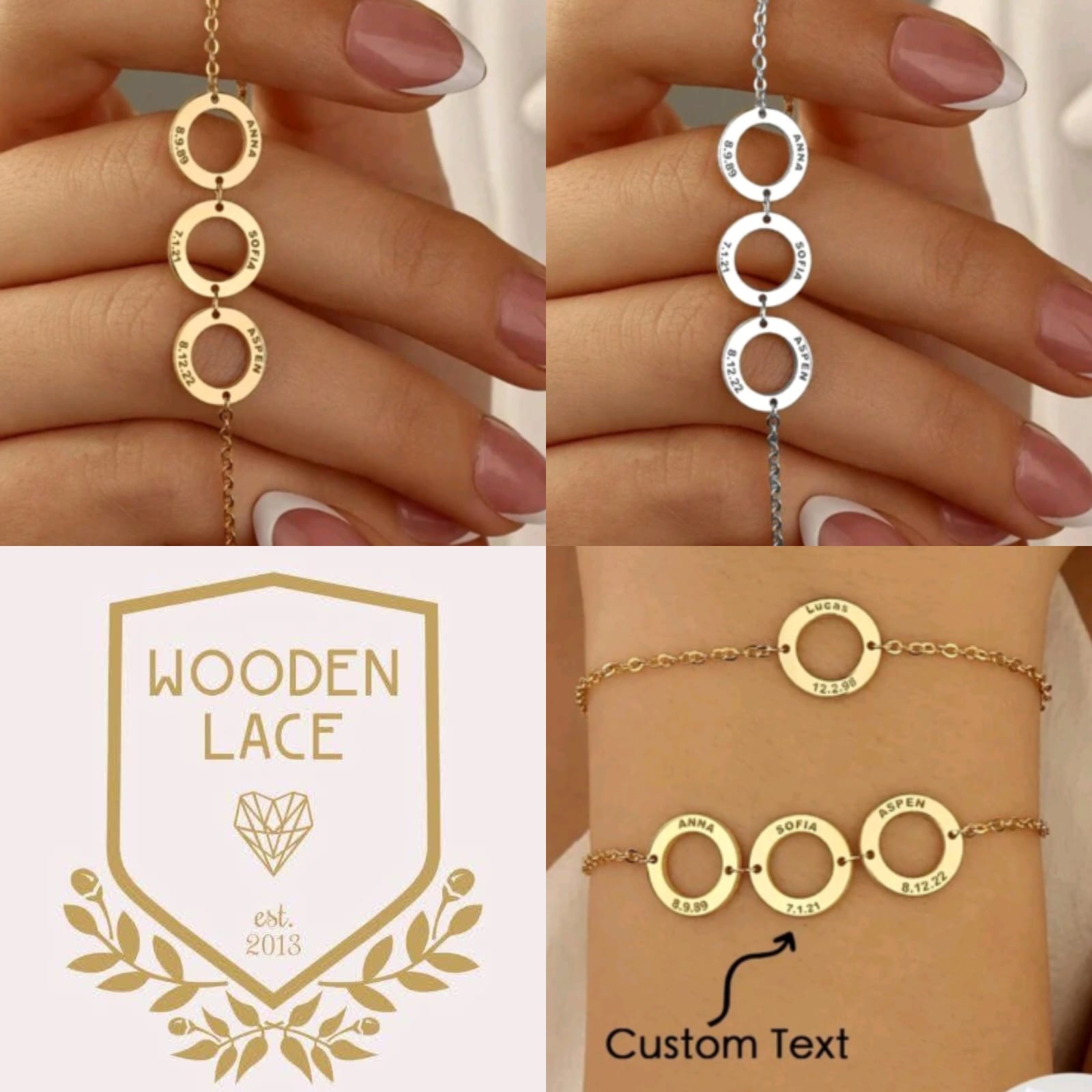 Silver or yellow gold engraved ring bracelet R750